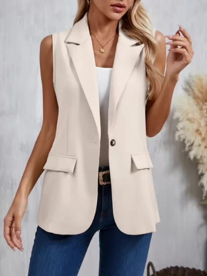 Szymański™ | Elegancka Kamizelka Bez Rękawów w Jednolitym Kolorze