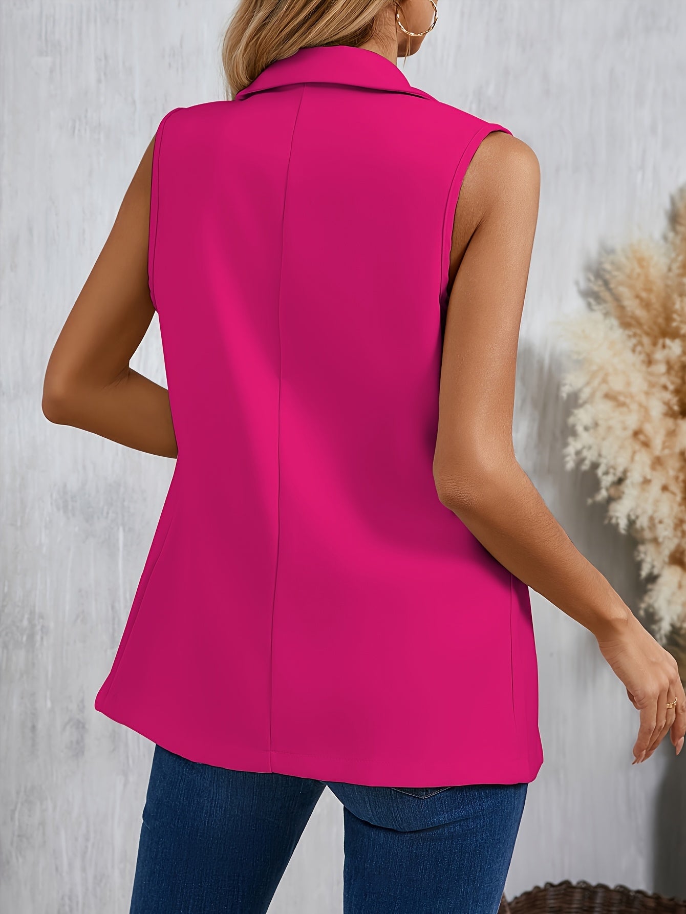 Szymański™ | Elegancka Kamizelka Bez Rękawów w Jednolitym Kolorze