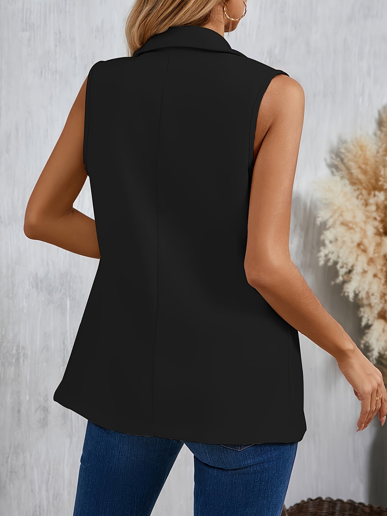 Szymański™ | Elegancka Kamizelka Bez Rękawów w Jednolitym Kolorze