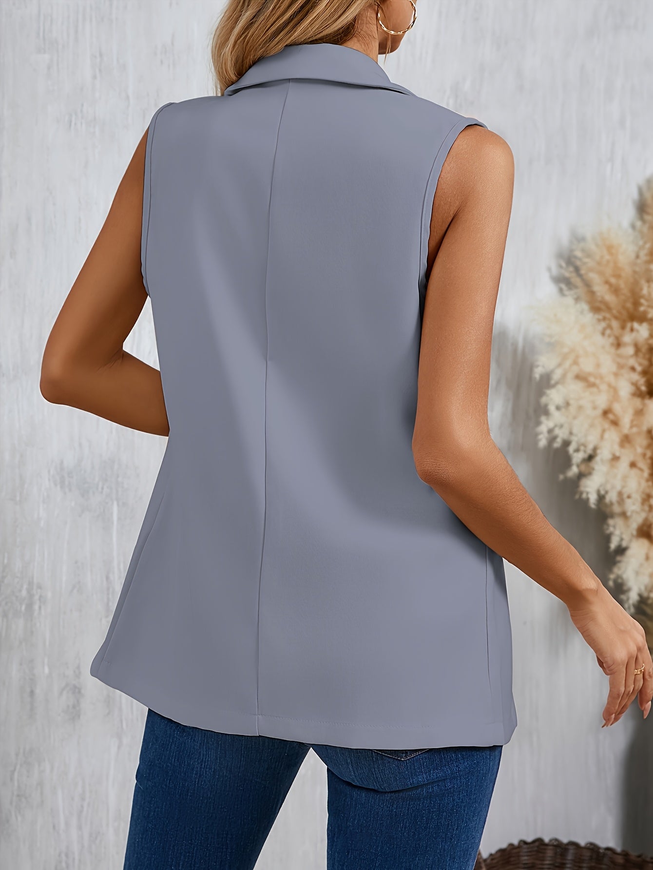 Szymański™ | Elegancka Kamizelka Bez Rękawów w Jednolitym Kolorze