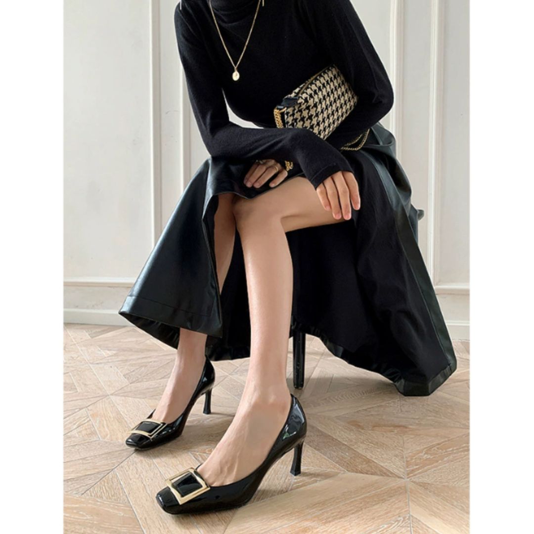 Szymański™ | Eleganckie sandały na średnim obcasie z kwadratowym noskiem