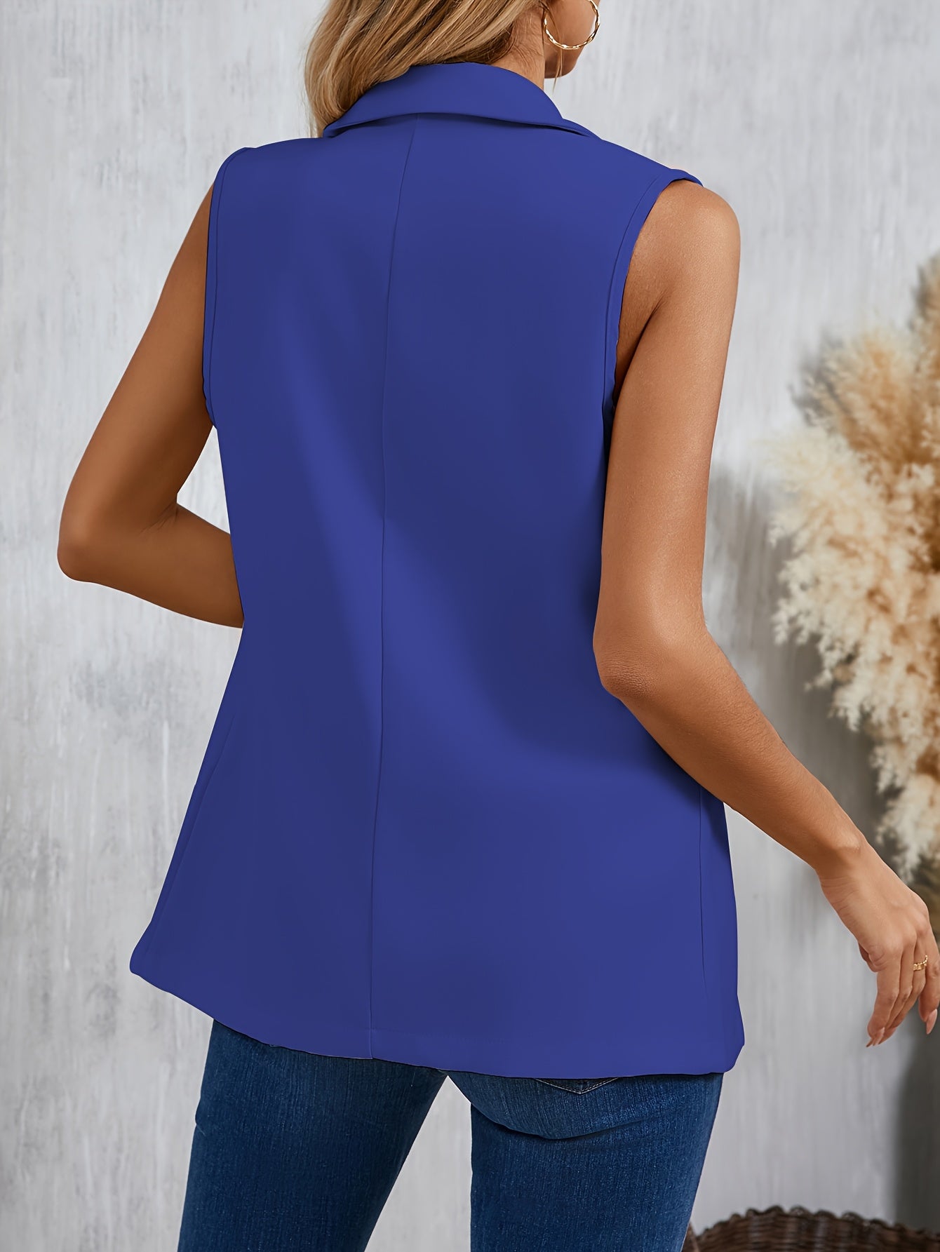 Szymański™ | Elegancka Kamizelka Bez Rękawów w Jednolitym Kolorze