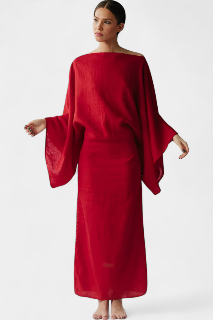 Szymański™ | Sukienka Kimono z Paskiem