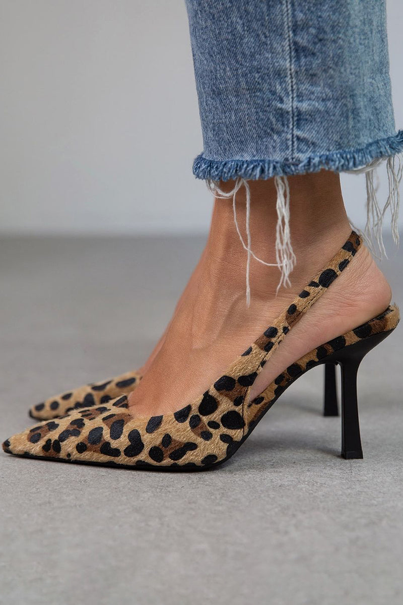 Szymański™ | Zamszowe szpilki w kolorze khaki z nadrukiem w leoparda